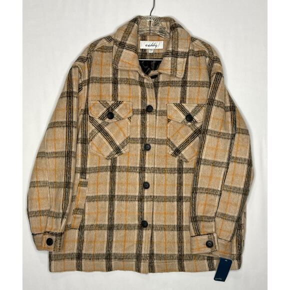 NWT Sebby Women's Oversized Plaid Fall Shirt Coat size large - Picture 3 of 12